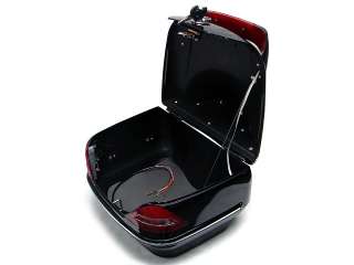 Black Scooter Motorcycle Touring Trunk Top Case w/Light  