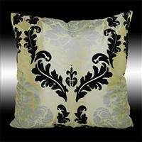 BEIGE BLACK SILVER DAMASK THROW PILLOW CASES COVER 17  
