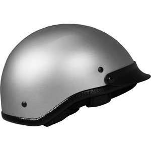    Medium DOT Silver Motorcycle Beanie Half Helmet Automotive