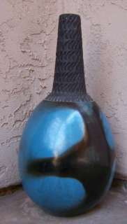 Chulucanas Black/Blue Vase 16.5 Tall, Made in Peru  
