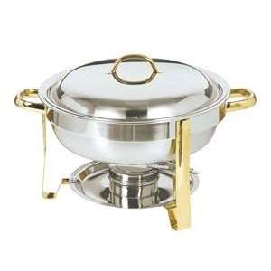   QT ROUND GOLD ACCENT CATERING CHAFER CHAFING DISH
