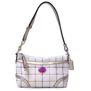 Coach Signature Heritage Tattersall East/West Duffle Purse   F19173 