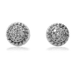  Diamond circle earrings with rope border in 14K, 0.08CT 