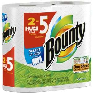 Bounty Paper Towels Select A Size Huge Rolls, 2 ct, 2 Rolls  5 Rolls