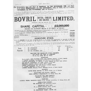  Prospectus For Bovril Limited ÃÂ£2Ml Antique Print 