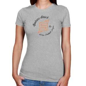  Spokane Shock Ladies Ash Circle Script Slim Fit T shirt 