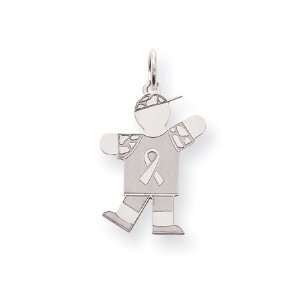  Sterling Silver Small Boy Kiss with Ribbon Charm Jewelry