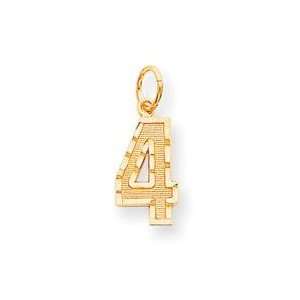 Medium Number 4 Charm in 14k Yellow Gold Jewelry