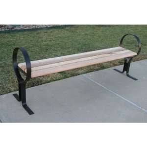   Hoop Style Backless Wood Park Bench, Black Patio, Lawn & Garden