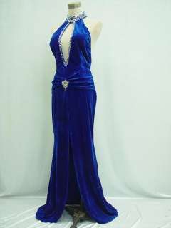 Cherlone Clearance Keyhole Velvet Blue Evening Dress 12  