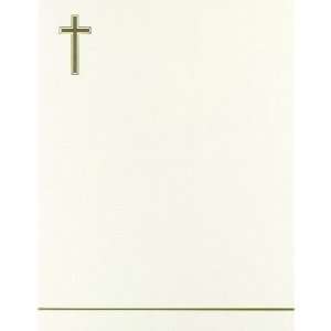  Simple Gold Cross Letter Head 50 Sheets (Case of 1 