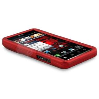 Clear+Black+Blue+Red Hard Case+Privacy LCD Film For Motorola Droid 