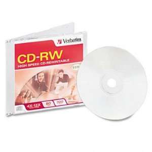  Verbatim 95161   CD RW Disc, 700MB/80min, 4x 12x, w/Slim 