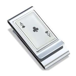  Ace of Clubs Two Sided Chrome Plated Money Clip 