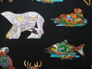Animal Spirits Sue Coccia Native Design Black Robert Kaufman Fabric 