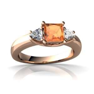  14k Rose Gold Square Fire Opal Ring Size 4.5 Jewelry