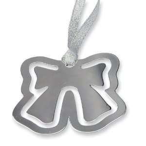  Nickel plated Bow Bookmark/Ornament w/Ribbon Jewelry