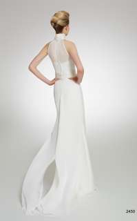   Chiffon High Neck Ivory Wedding Dress bridal Gown Free SZ♥  