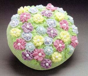 Pillow Crochet Patterns Bolster Flowers Butterfly Beads  