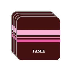 Personal Name Gift   TAMIE Set of 4 Mini Mousepad Coasters (pink 