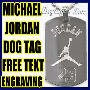 Michael Jordan 23 Design Dog Tag Silver Necklace  