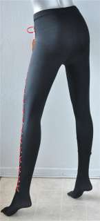 GIANNI VERSACE*COUTURE*Black Leggings Red Lace Up NEW S  