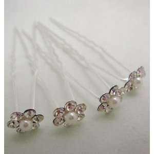    NEW Rhinestone and Pearl Hair Pins  Set of 4, Limited. Beauty