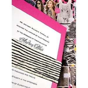  Wedding Invitations Kit Berry Pink with Zebra Print Sash 