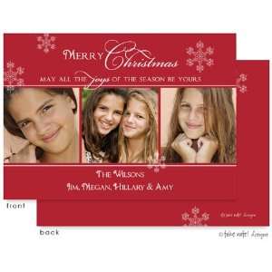 Take Note Designs Digital Holiday Photo Cards   Red Snowflake Elegance