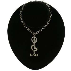  LSU Tigers Pewter Peace, Love Necklace