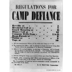   Regulations,Camp Defiance, Benjamin Mayberry Prentiss