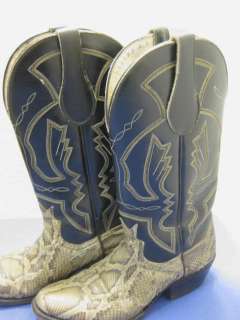 vtg Unisex Crown Western Python Snake Cowboy Boots  