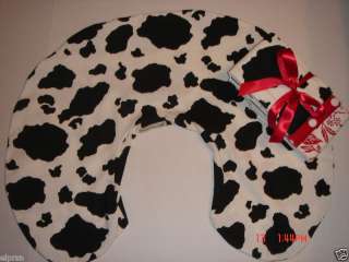 Boppy Pillow Cow Print slipcover and burp cloths set  