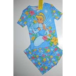 Disney Cinderella pajamas pj pals 2 piece shorts and top blue size 