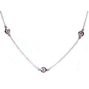   Gold Diamond Station (3) 18 Necklace Pendant 16 Jump Ring Ct.tw 0.35