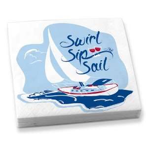  Imprinted Swirl, Sip, Sail Serving Drinks Napkins   20 