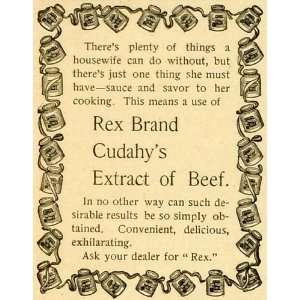 1893 Ad Rex Brand Cudahys Extract Beef Soup Stock Cube Consomme Food 