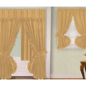 Taupe Fabric Double Swag Shower Curtain with Matching Window Curtain 