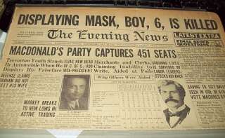 THE EVENING NEWS Harrisburg PA Oct 28, 1931 Al Capone  