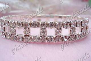 6PCS Fashion Charms White Crystal Rhinestone Bracelets  