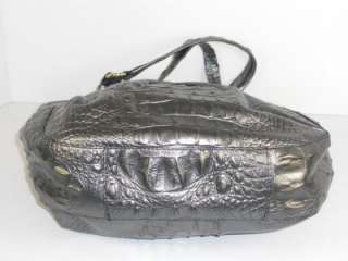 Brahmin Pewter Annie Melbourne Tote Handbag Purse Leather Authentic 