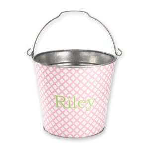  personalized pink flowers bucket 