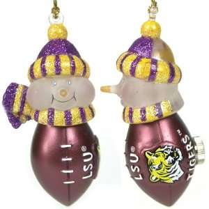  Pack of 3 NCAA LSU Tigers LED Lighted Football Snowmen 