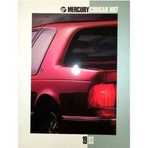   1993 MERCURY COUGAR Sales Brochure Literature Book Automotive