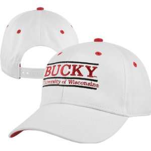 Wisconsin Badgers The Game Bucky Bar Adjustable White Hat  