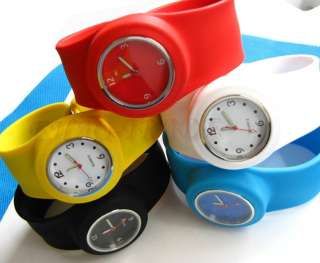 5pcs silicone sport strap slap quartz wristwatch Unisex  