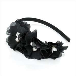  Black Triple Flower Fabric Headband/Fascinator AJ22299 