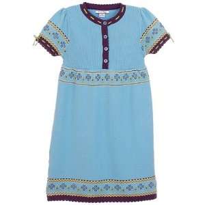  Hartstrings Blue Sweater Dress w/ Floral Design Baby