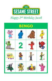 Sesame Street Birthday Party Game Bingo Cards  