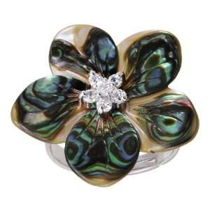 Abalone Shell with Cubic Rose of Sharon Ring